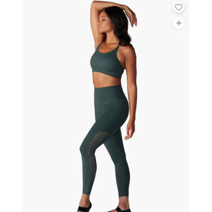 Tami Dark Green Mesh Panel Active Leggings Women's M